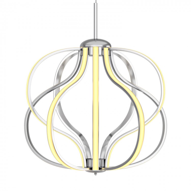 Modern LED chandelier with adjustable height, warm white light, and contemporary design for dining room or living space.