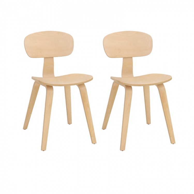Set of 2 modern dining chairs with natural rubber wood veneer, ergonomic backrest, and wide seat for comfort.