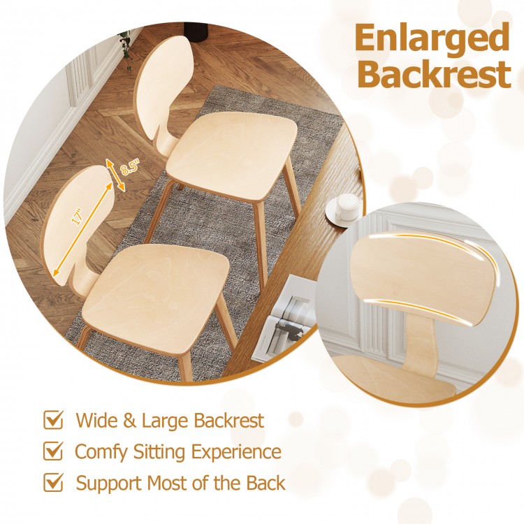Modern dining chair set of 2 featuring an enlarged ergonomic backrest and natural rubber wood veneer for comfort and.
