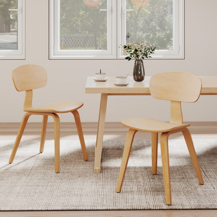 Natural wood dining chairs set of 4 with ergonomic backrest, perfect for kitchens and dining rooms.