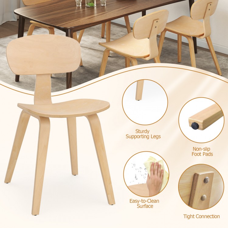 Natural wood dining chair with sturdy legs and ergonomic backrest, ideal for kitchens and dining rooms.