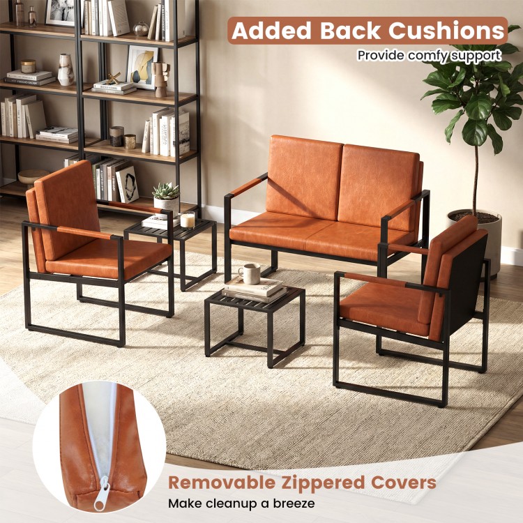 Modern loveseat sofa in brown with removable back cushions, perfect for small spaces and stylish living areas.
