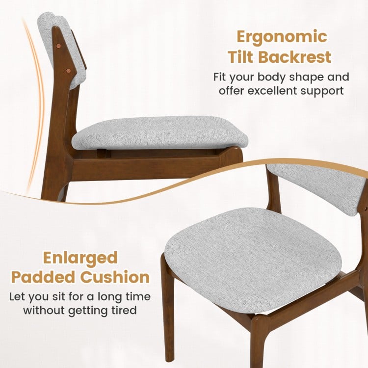 Modern padded dining chair with enlarged cushion and ergonomic tilt backrest, perfect for long seating in dining rooms.