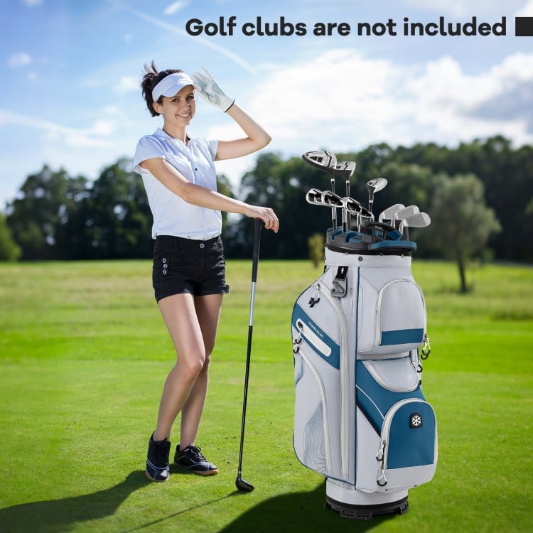 Molded Lock Top Golf Cart Bag in navy with 14 dividers and 11 pockets, ideal for organized golf club storage.