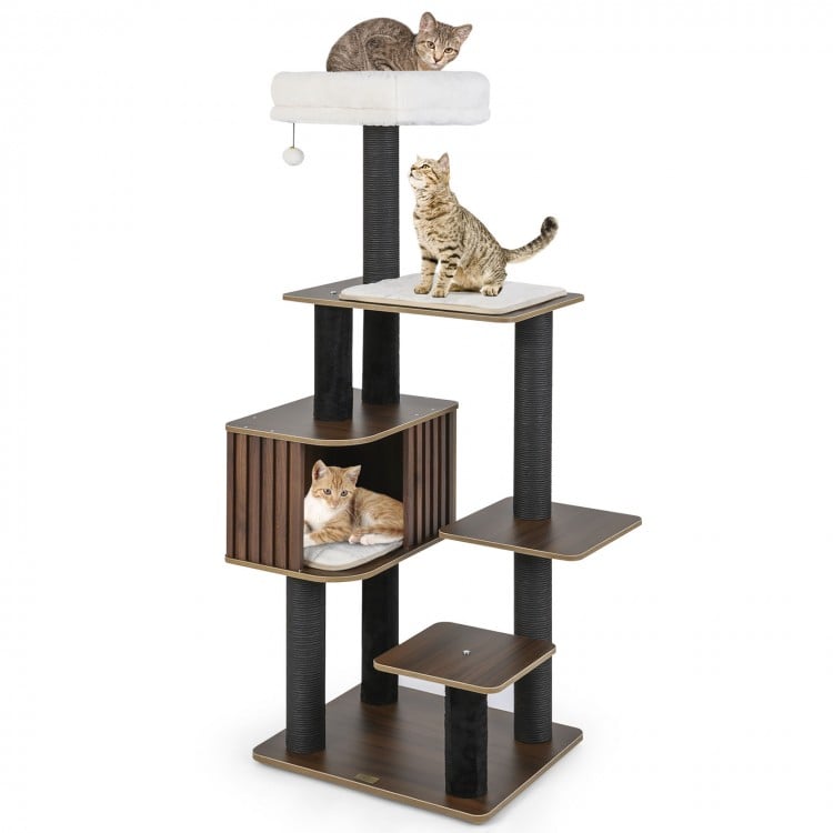 Picture of Multi-level Cat Tree for Indoor Cat 59.5 inch Tall Cat Tower with ...