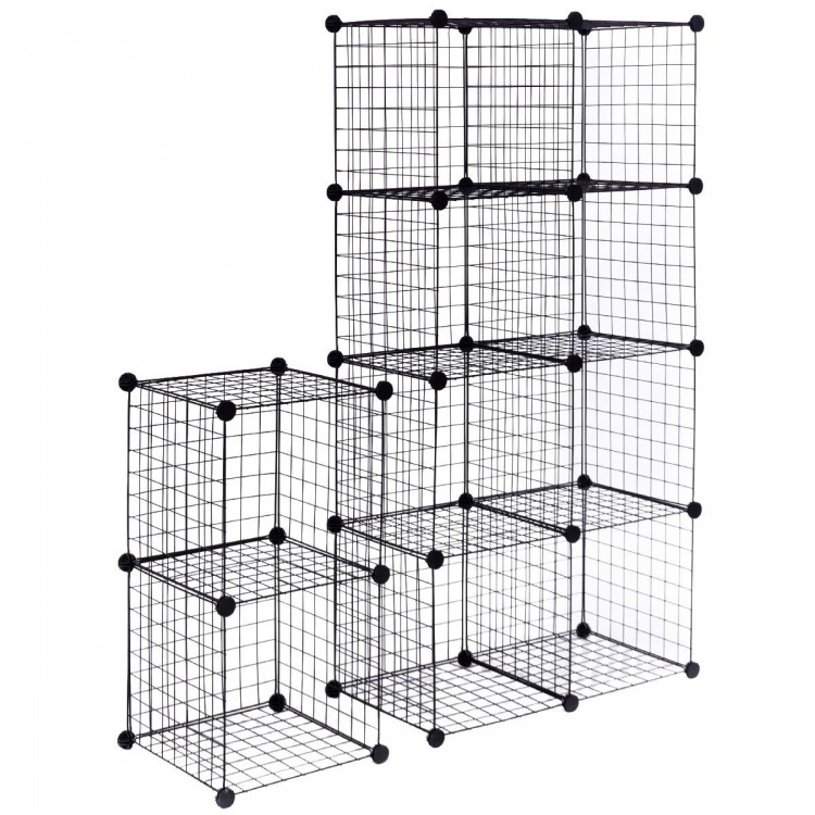 DIY 12-cube metal grid wire storage cubes in black, featuring open wire construction for air circulation and easy.