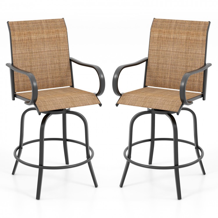 2 Pieces 360 Rotating Bar Stool Set with Armrests for Patio - Gallery View 1 of 9