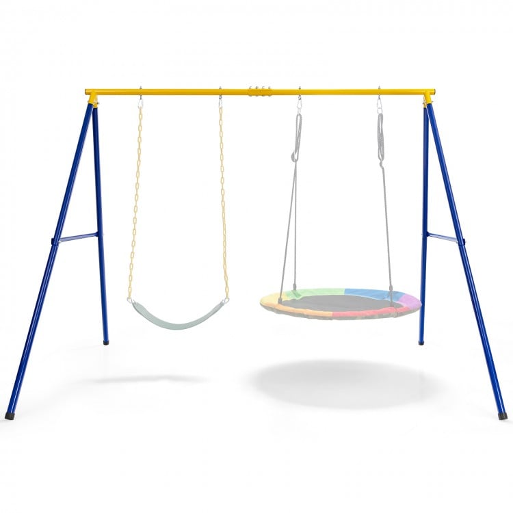 Extra-large A-frame swing stand in yellow, made of high-grade steel, supports 660 lbs for various swings, ideal for.