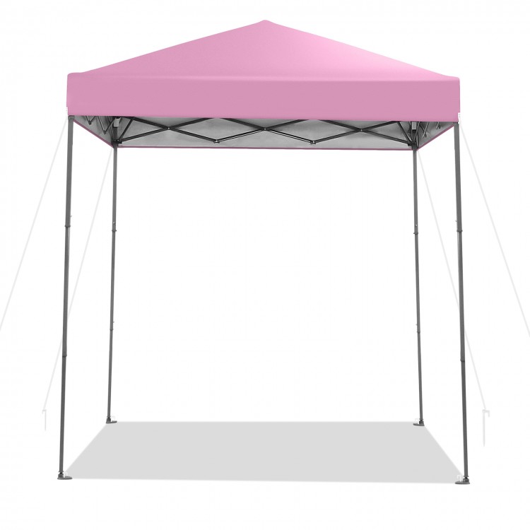 Pink 6.6 x 6.6 feet outdoor pop-up canopy tent with UPF 50+ sun protection, ideal for parties and gatherings.