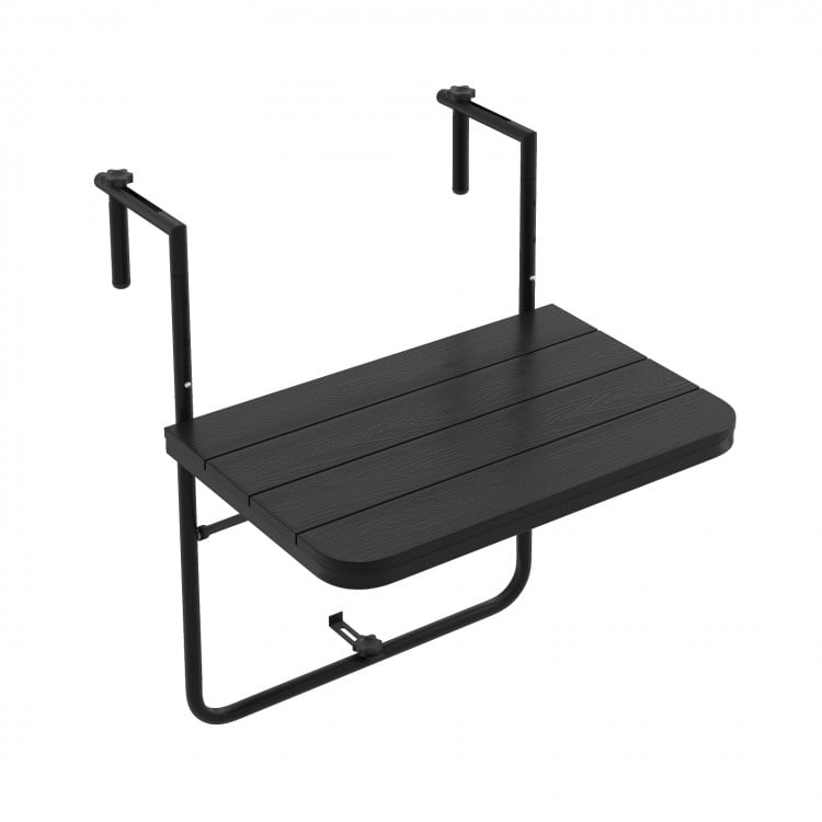Folding Hanging Table with 3-Level Adjustable Height for Patio Balcony-BlackCostway Gallery View 4 of 9
