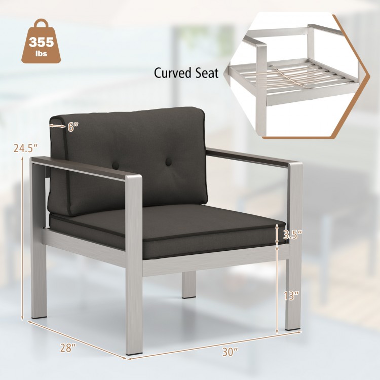 Contemporary gray sofa chair with WPC armrests, ergonomic design, and soft cushions for comfort and support.