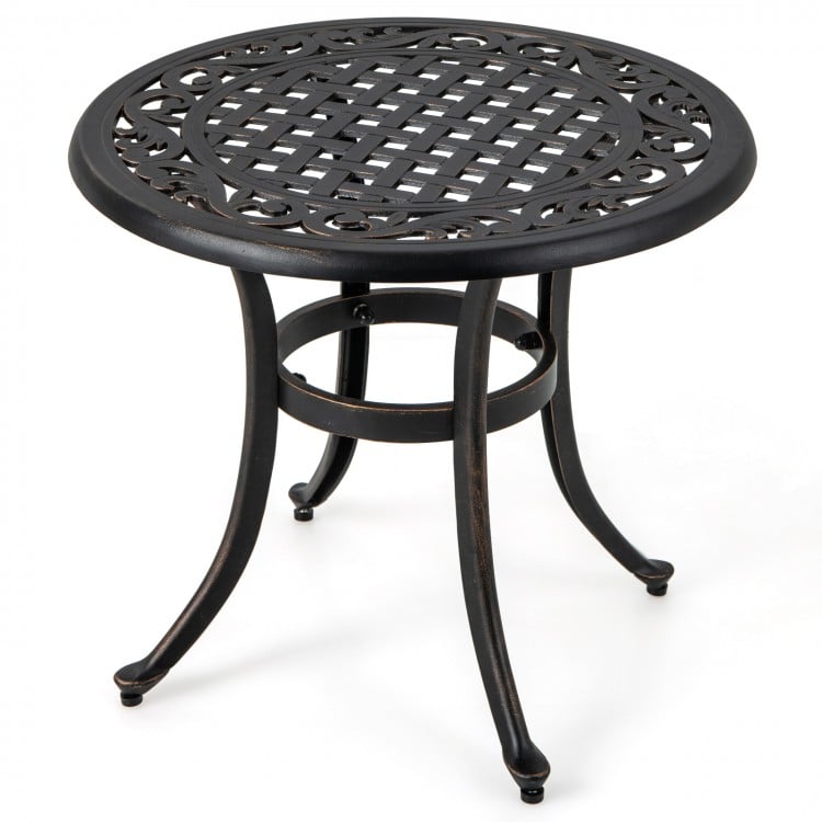 24 Inch Patio Side Table with Adjustable Footpads for Poolside Backyard Balcony - Gallery View 1 of 9