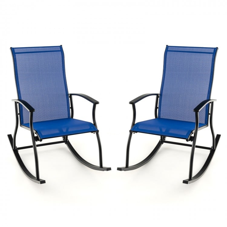 2 Pieces Outdoor Rocking Chairs with Breathable Backrest - Gallery View 1 of 9