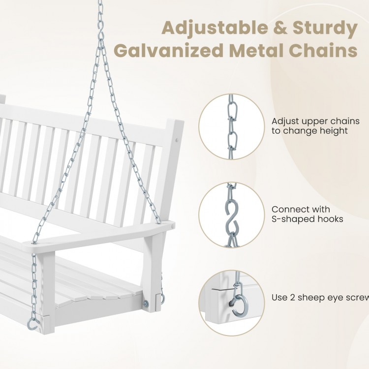 3-Person Wooden Outdoor Porch Swing with 800 lbs Weight Capacity - Gallery View 8 of 10