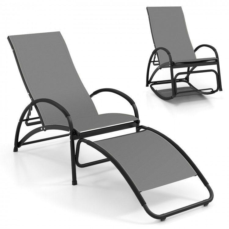 2-in-1 Outdoor Rocking Chair with 4-Position Adjustable Backrest for Patio Porch Poolside - Gallery View 1 of 10