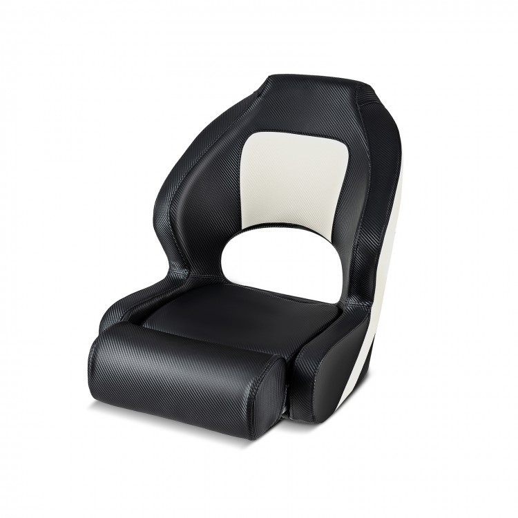 Ergonomic Captain Bucket Seat in black with waterproof PVC leather, designed for sturdy support on sightseeing boats.