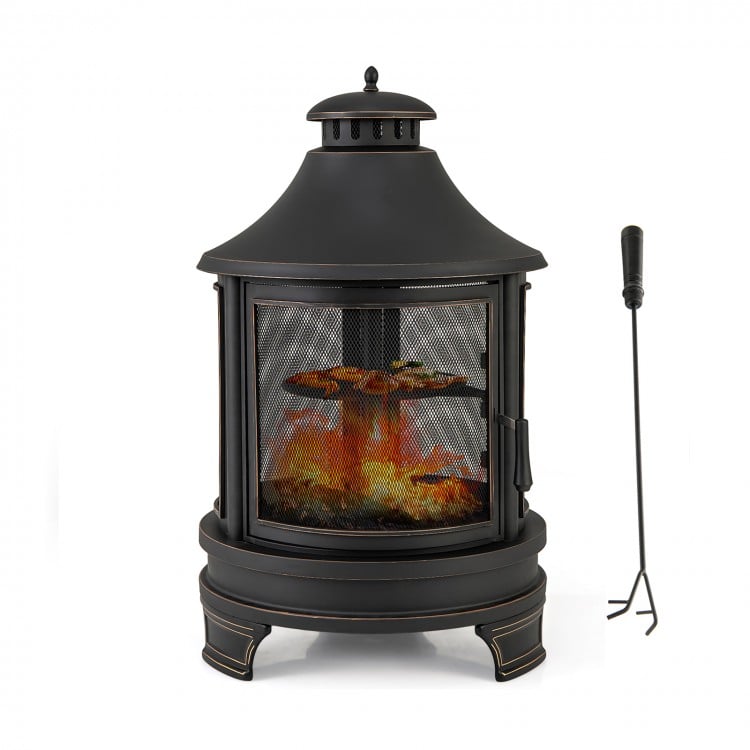 30 Inch Outdoor Fire Pit Chiminea with Grill for Garden BBQ - Gallery View 1 of 11