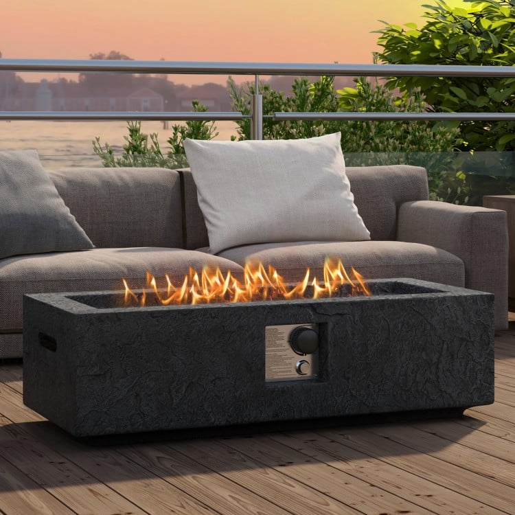 Fire pit table with stainless steel burner, 50,000 BTU, made of magnesium oxide, perfect for outdoor warmth and.