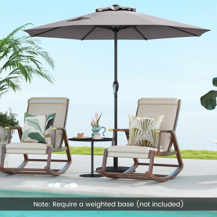 Gray outdoor market umbrella with crank handle and sturdy ribs, ideal for backyard relaxation (base not included).