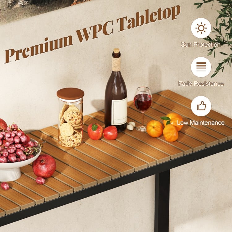 Outdoor rectangle console table featuring a premium WPC tabletop, ideal for patio dining and easy maintenance.