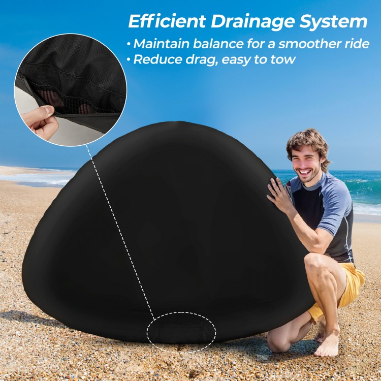 Towable tube with drainage system and cockpit seating, designed for comfort and safety in water sports activities.