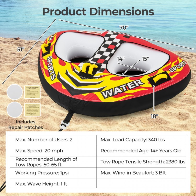 Towable Tube with Quick Connector and Drainage for Boating - Gallery View 4 of 10