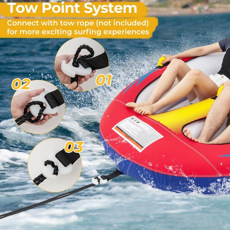 1 or 2 Person Inflatable Towable Tube for Boating with Drainage - Gallery View 9 of 11