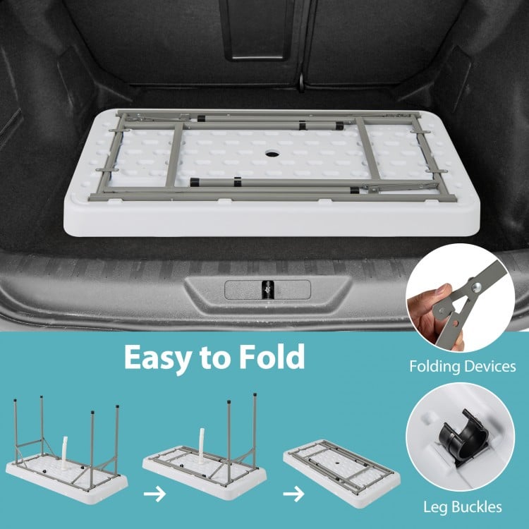 4-foot portable ice cooler folding table with large sink, featuring a sturdy metal frame and easy-to-fold design for.