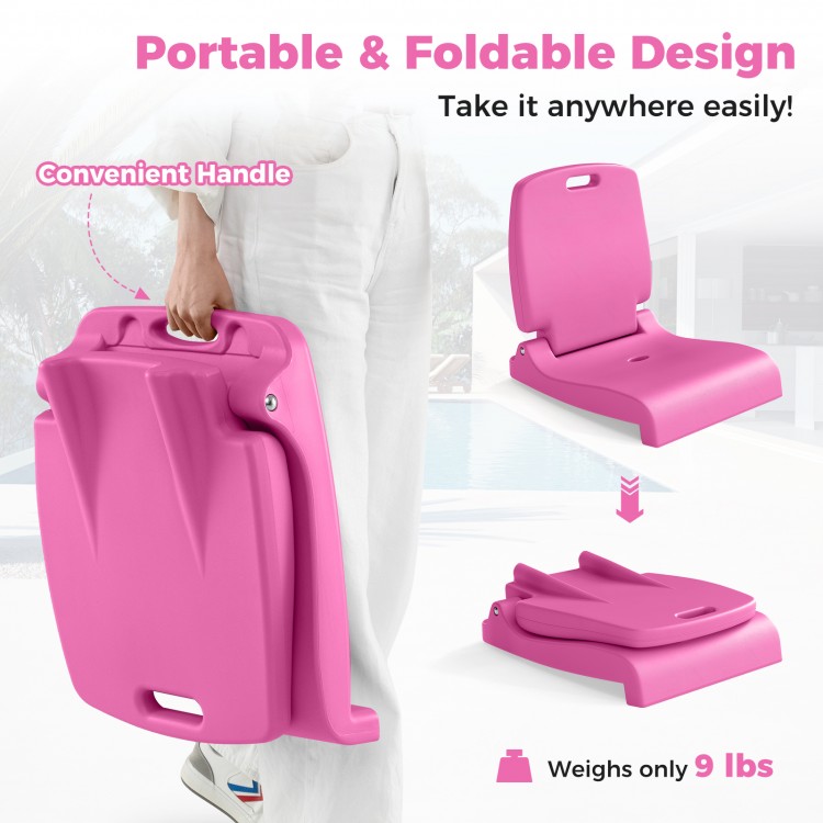 Foldable Outdoor Pool Chair with Handle and Back Support - Gallery View 7 of 9