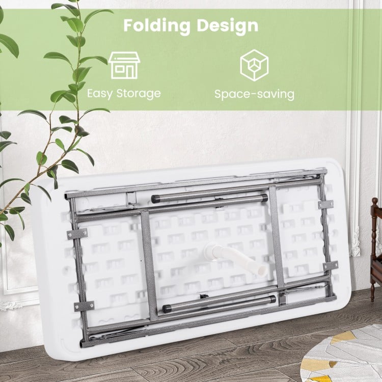 4 Feet Plastic Party Ice Folding Table with Matching Skirt and Ice Bucket - Gallery View 6 of 9