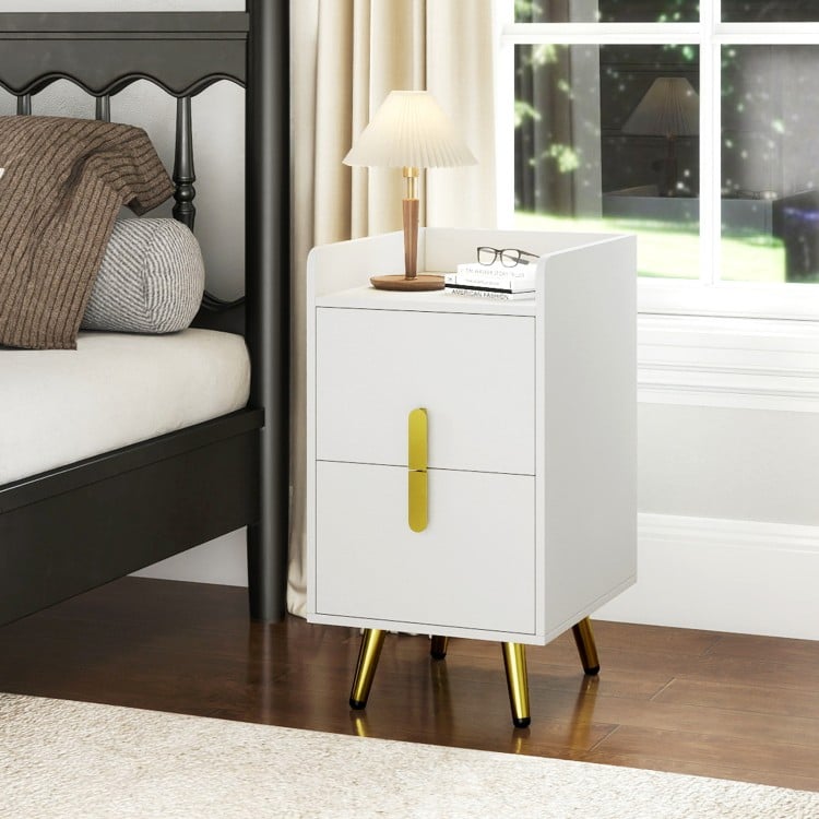 Nightstand Side Tables with 2 Drawers and 2 USB Ports - Gallery View 3 of 10