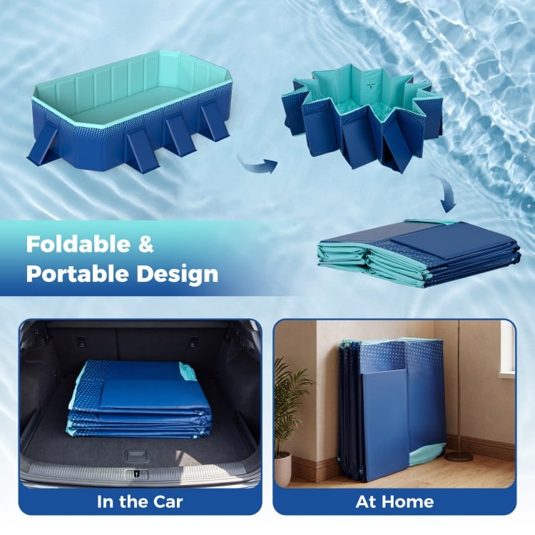 Non-inflatable portable swimming pool with 8 support panels, foldable design for easy storage and transport.