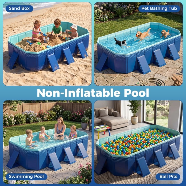 Non-inflatable swimming pool with 24 wall panels, ideal for kids' play, pet bathing, or sand box activities.