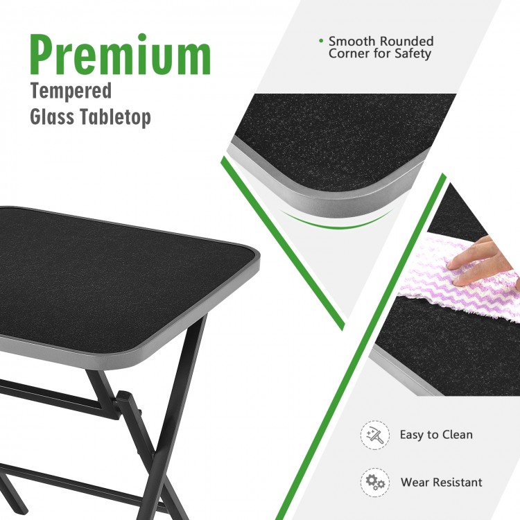 Patio Folding Square Dining Table with Aluminum Frame and Tempered Glass top - Gallery View 5 of 12