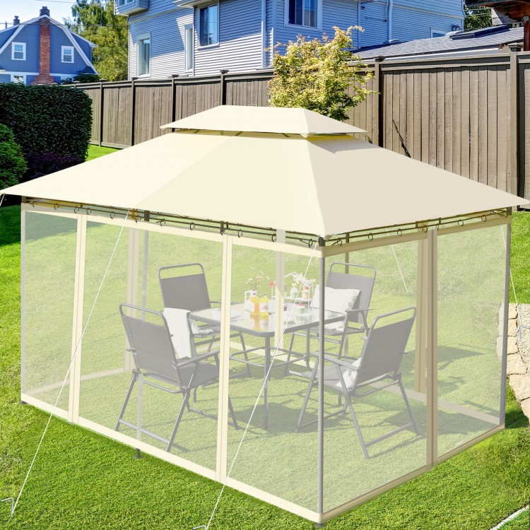 10 Feet x 13 Feet Tent Canopy Shelter with Removable Netting Sidewall - Gallery View 2 of 10