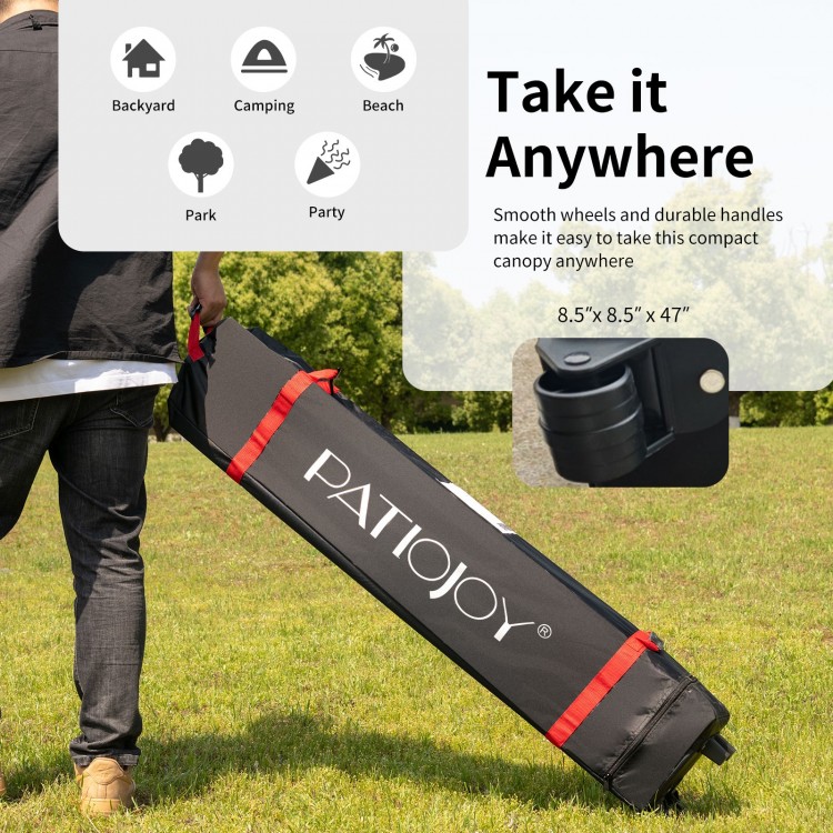 Portable roller bag for 6.6 x 6.6 feet outdoor pop-up canopy tent, designed for easy transport and storage.
