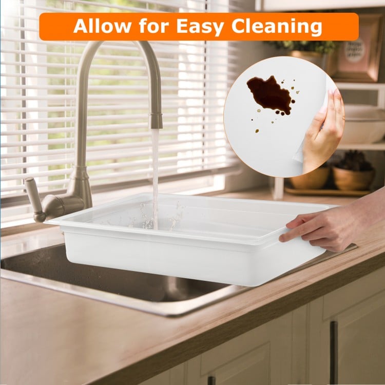 81 QT Hot Box Food Warmer with 5 full-size pans, featuring convenient handles for easy transportation and cleaning.