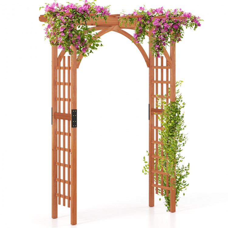 Garden archway with lattice trellis, perfect for climbing plants and outdoor wedding decor, featuring a classic design.
