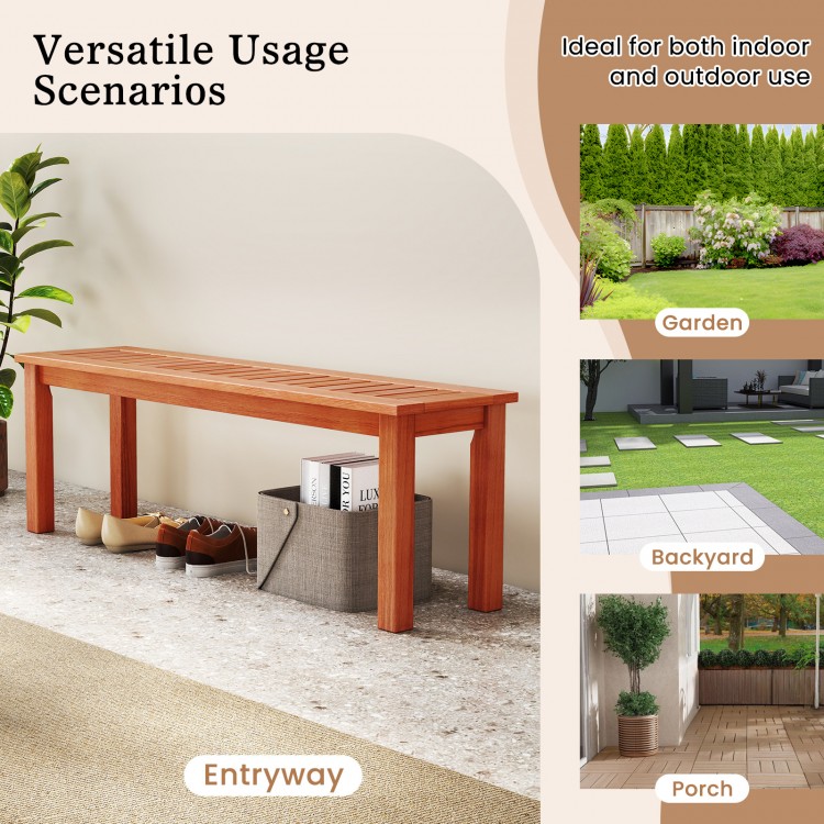47-inch patio wood bench with slatted seat, made of solid wood, ideal for garden or entryway use, supports 705 lbs.