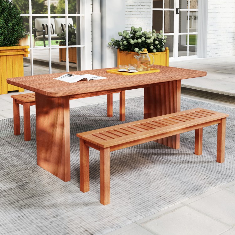 47 Inch Patio Wood Bench with Slatted Seat 2-Person - Gallery View 5 of 9