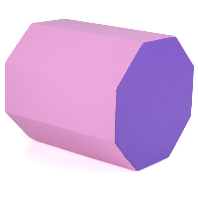 Octagon tumbling mat in pink and purple, designed for gymnastics and fitness training with a tri-fold structure for easy transport.