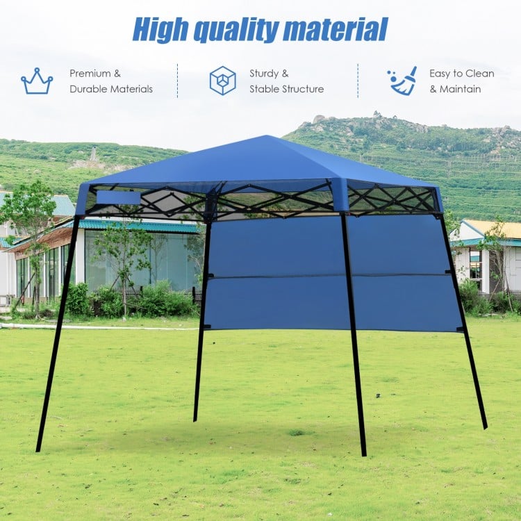 Portable 7 x 7 feet blue canopy tent with adjustable height, sturdy steel frame, ideal for outdoor activities and.
