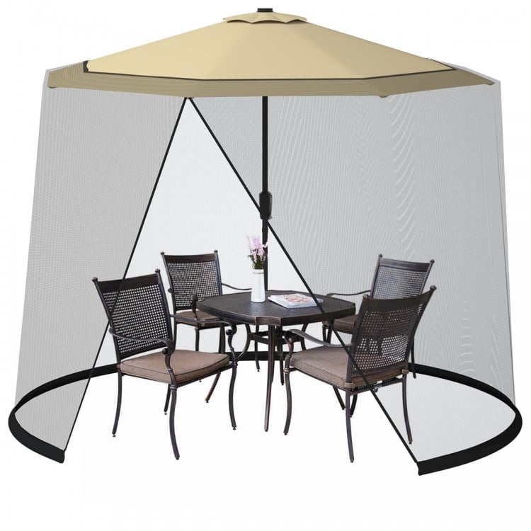 9-10 ft outdoor umbrella table screen net with mesh design, lightweight for easy installation, protects against insects.