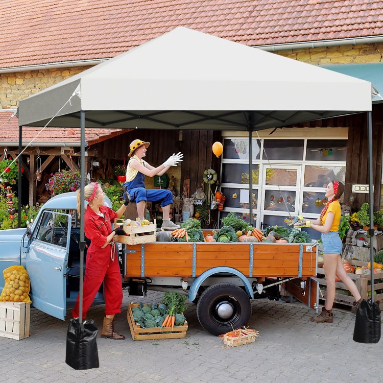8’x8' outdoor pop-up canopy tent in white, featuring a sturdy steel frame and adjustable height, perfect for outdoor.