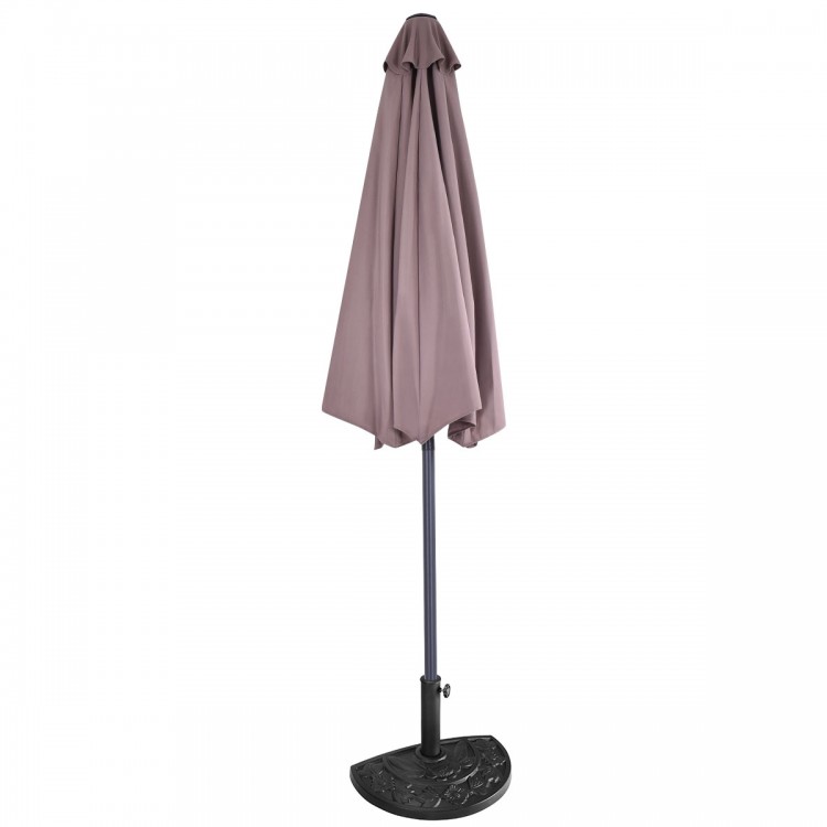 9' half round patio umbrella in stylish color, designed for UV protection and outdoor comfort, without weight base.