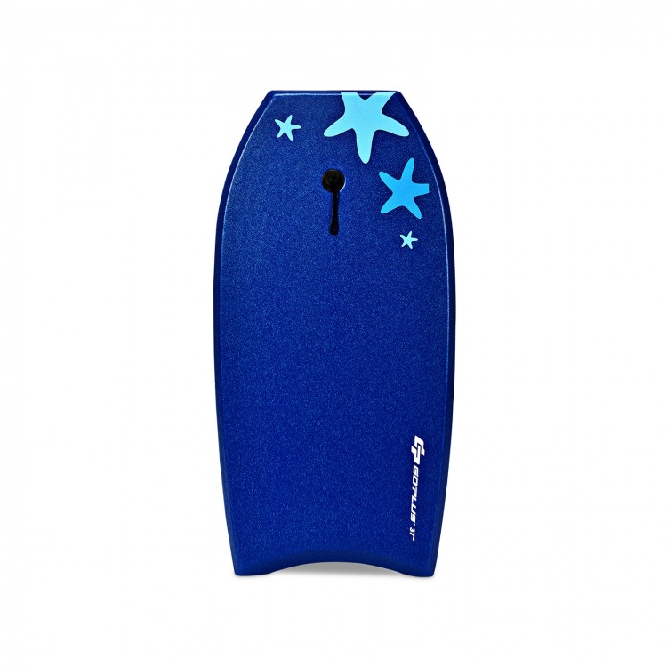 41-inch lightweight bodyboard in blue with star designs, made of EPS core and XPE deck, perfect for summer surfing.