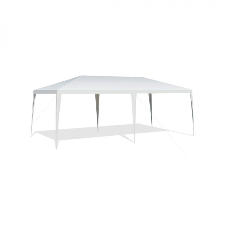 10 x 20 feet waterproof canopy tent in bright white, featuring a durable steel frame for outdoor events and activities.