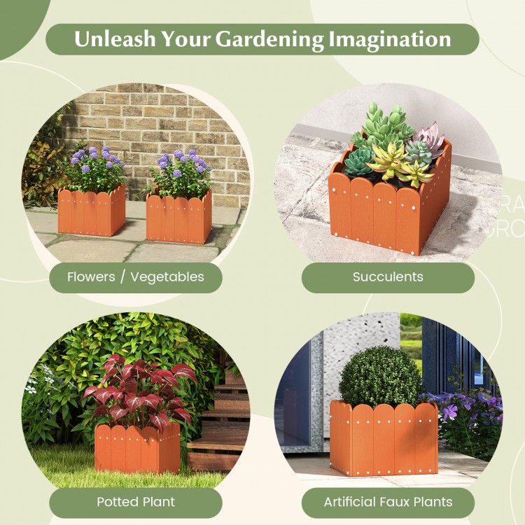 2 Pack Square Planter Box with Drainage Gaps for for Front Porch Garden Balcony - Gallery View 8 of 9