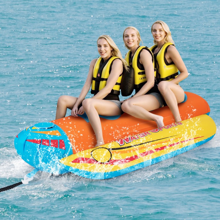 3-Person Inflatable Banana Boat with 3 EVA-padded Seats and Handles - Gallery View 1 of 10