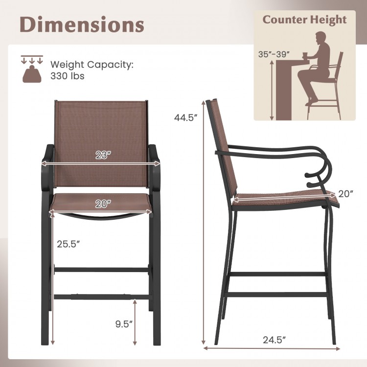 Counter height bar stool set of 4 with breathable mesh fabric, sturdy metal frame, and 330 lbs weight capacity for.